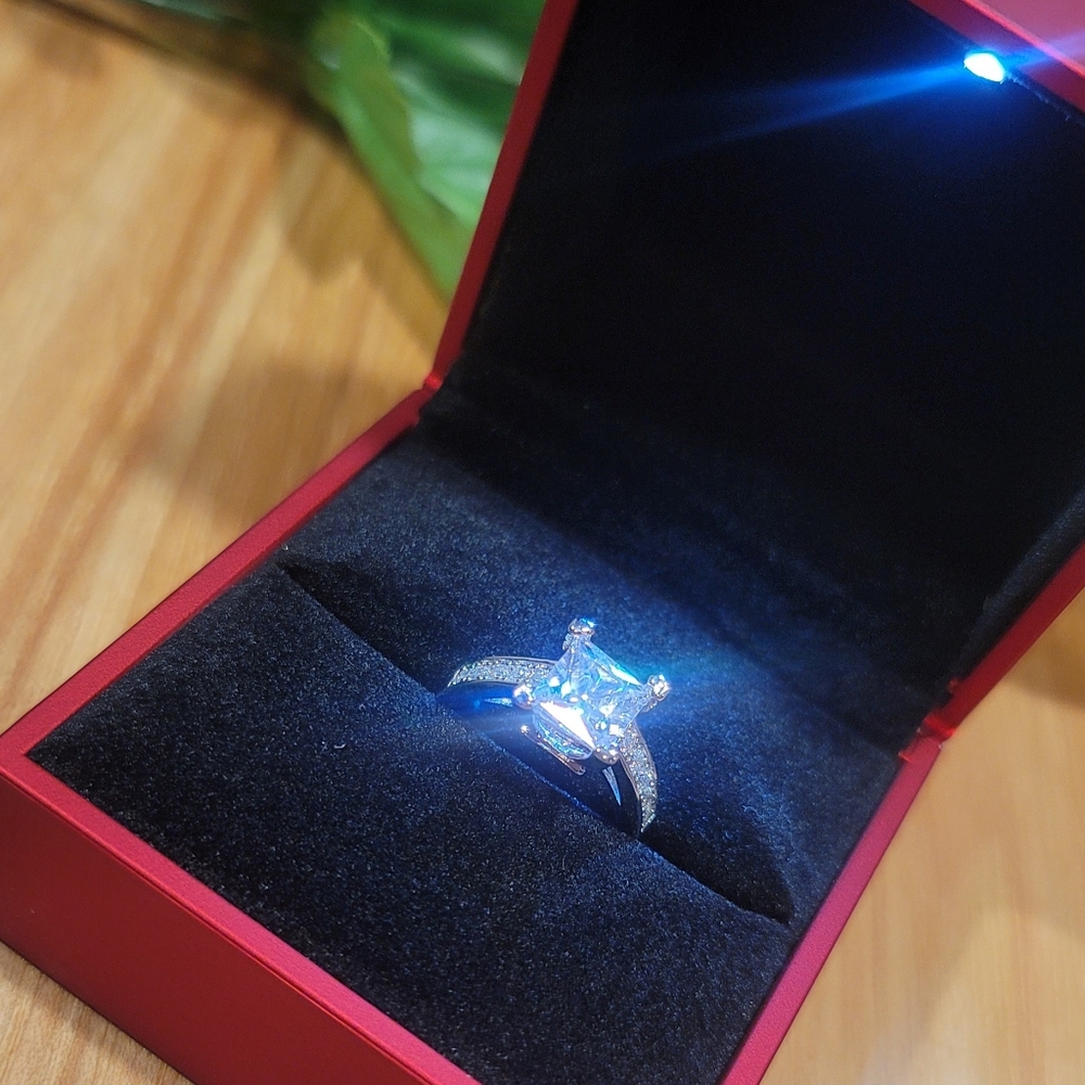 925 Sterling Silver Proposal Ring for Women,Princess,CertifiedTibetan,Engagement - Picture 6 of 7
